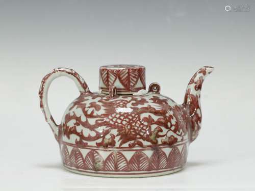 Chinese Copper Red Porcelain Teapot