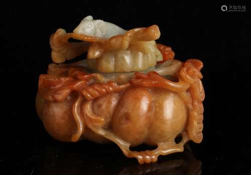 Chinese Yellow Jadeite Carving of a Pumpkin