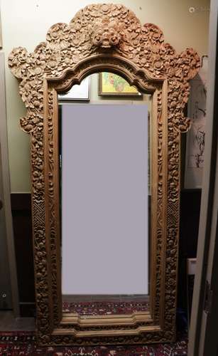 Indonesian Carved Wood Mirror