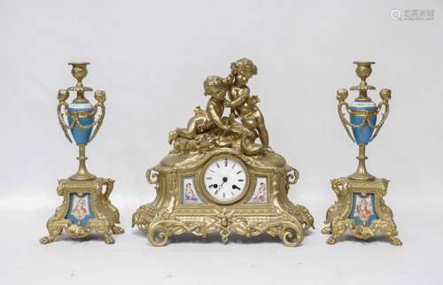 Set of European Bronze Clock