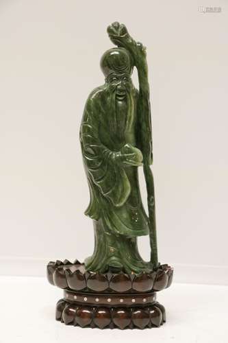 Chinese Carved Jade Figure of Longevity