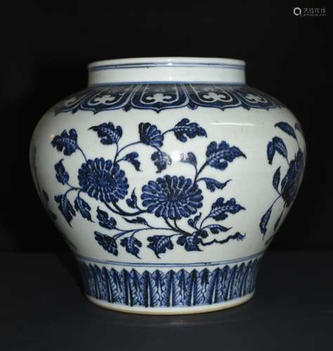 A BLUE AND WHITE JAR