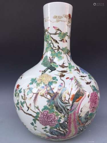 QIANLONG MARK, A FAMILLE ROSE VASE