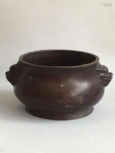 XUANDE MARK, A BRONZE ROUND CENSER