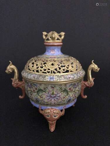 QIANLONG MARK, A FAMILLE ROSE GILT CENSER