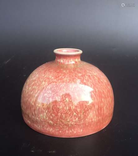 KANGXI MARK, A RED GLAZED WATERPOT