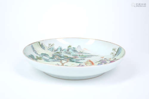 Chinese famille rose porcelain plate, Yongzheng mark.