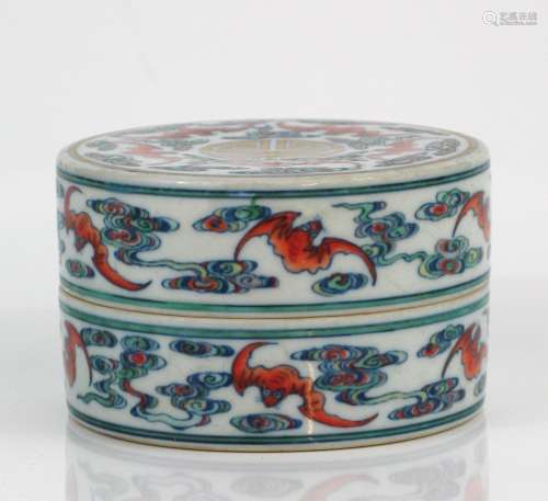 Chinese Docai porcelain box, Qianlong mark.