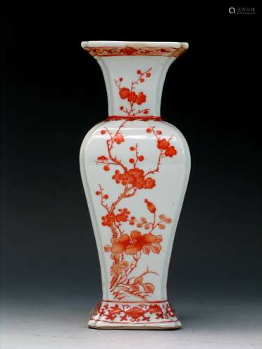 Chinese iron red porcelain vase