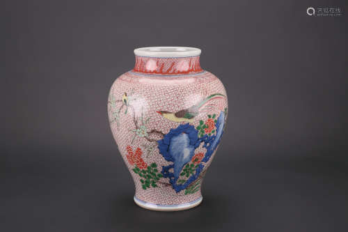 Chinese famille verte porcelain jar.