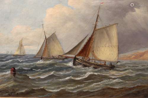 Sailboat, oil on canvas, signed C.M.M. Asken.