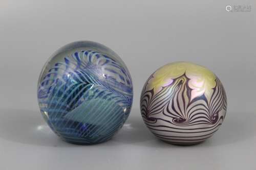 Two glass paper weights
