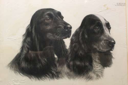 Two Dogs, lithograph, signed.
