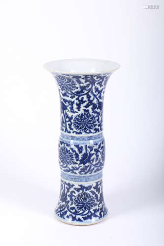 Chinese blue and yellow porcelain vase.