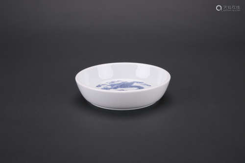 Chinese blue and white porcelain brush washer, Kangxi