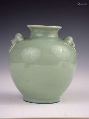 Chinese celadon porcelain jar, Qianlong mark.