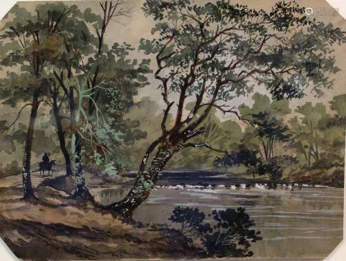 River Bank, water color painting on paper.