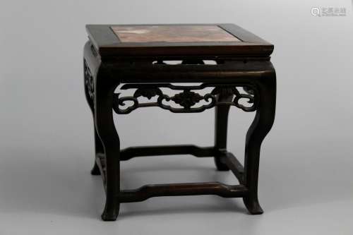 Chinese hard wood stand with marble top.