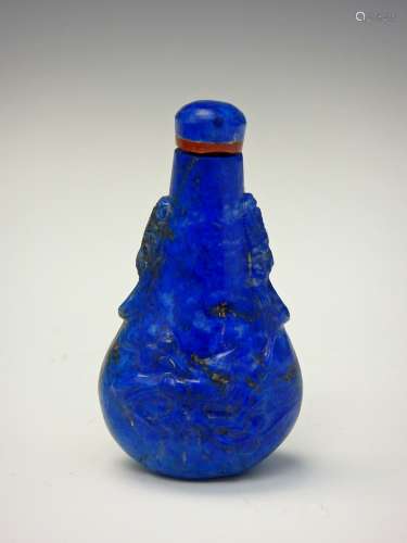 Chinese carved lapis lazuli snuff bottle.