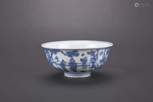 Chinese blue and white porcelain bowl, Ming mark.