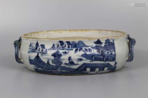Chinese blue and white porcelain tureen.