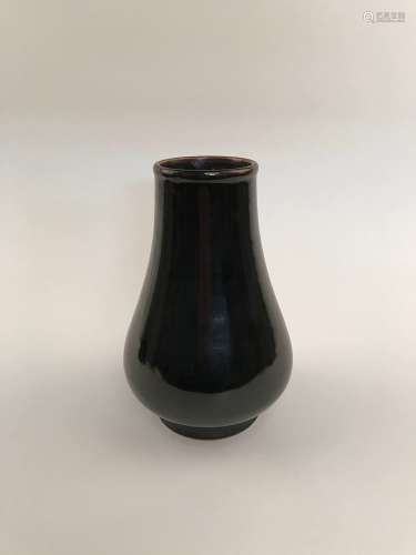 Chinese Black Glazed Vase with Kangxi Mark