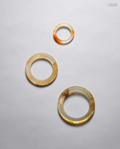 Three agate rings