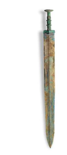 A rare archaic bronze turquoise-inlaid sword, jian