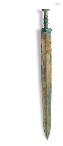 A rare archaic bronze turquoise-inlaid sword, jian