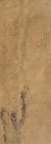 1388-1470 夏昶竹石图水墨纸本立轴