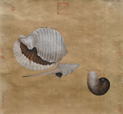 1599-1652 郎世宁知足长乐图设色绢本立轴