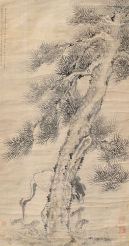 1733-1799 罗聘松鹤设色纸本立轴