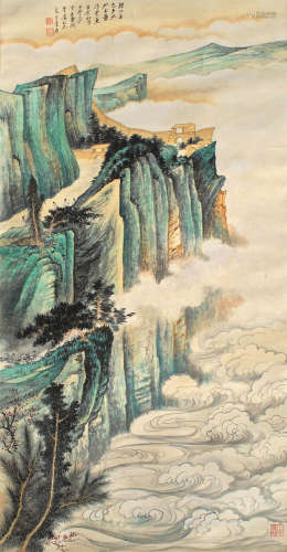 1899-1983 张大千山水设色纸本镜片
