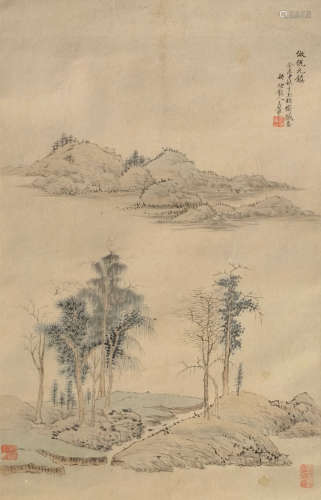 1632-1717 王石谷山水设色纸本立轴