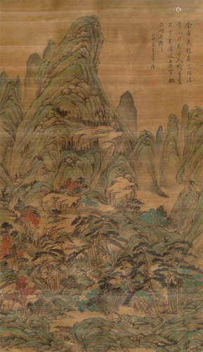 1555-1636 董其昌山水设色绢本立轴