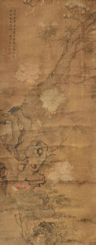 1669-1732 蒋庭锡牡丹设色绢本立轴