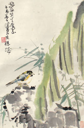 1922- 陈佩秋花鸟设色纸本立轴