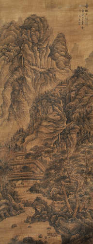 1308-1385 王蒙山水设色绢本立轴