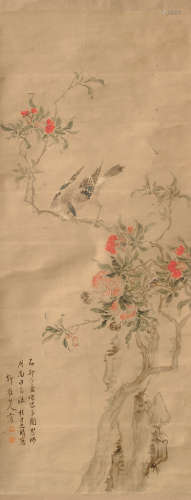 1682-1756 华岩花鸟设色绢本立轴