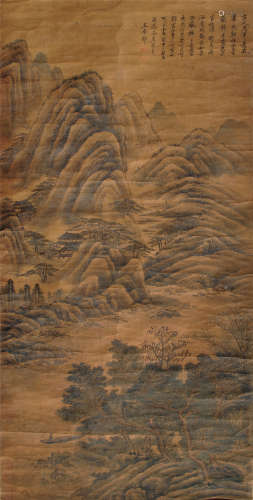 1642-1715 王原祁山水设色绢本立轴