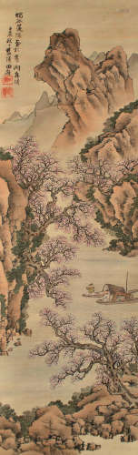 1585-1664 蓝瑛山水设色绢本立轴
