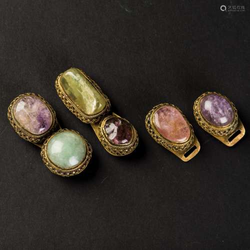 TWO PAIRS OF 19TH CENTURY BUCKLE TOURMALINE