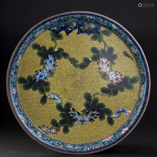 A CHINESE CLOISONNE ENAMELED DISH