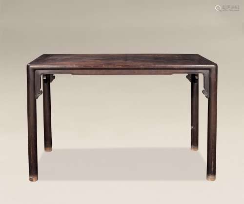 红木粽角榫圆材画桌