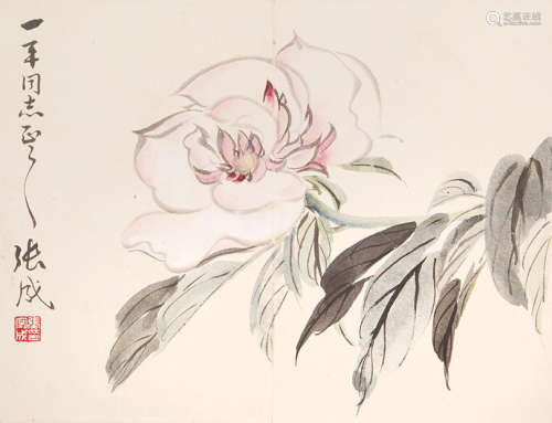 张守成（b.1918) 花卉 设色纸本 镜心