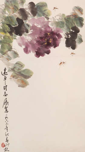 萧朗（1917-2010） 牡丹 设色纸本 镜心