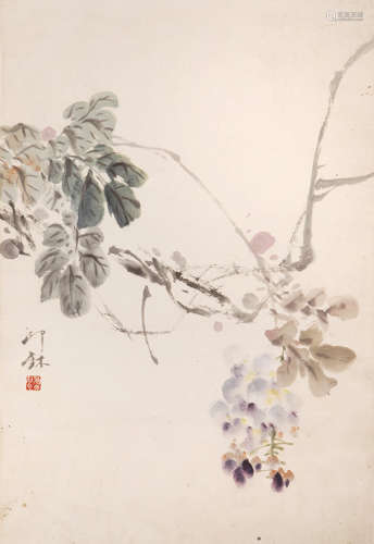萧朗（1917-2010） 紫藤 设色纸本 镜心