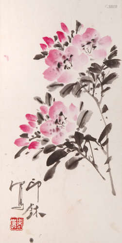 萧朗（1917-2010） 山花 设色纸本 镜心