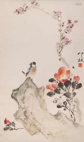 萧朗（1917-2010） 花鸟 设色纸本 镜心