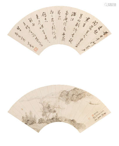 溥儒(1896-1963) 书画双挖 设色纸本 立轴